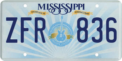 MS license plate ZFR836