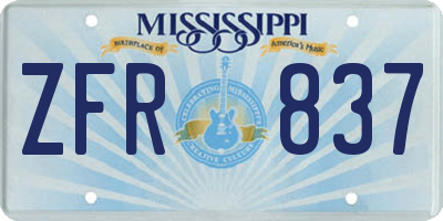 MS license plate ZFR837