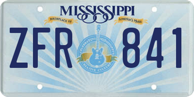 MS license plate ZFR841