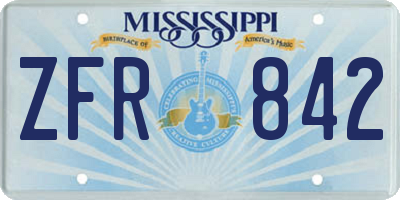 MS license plate ZFR842