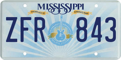 MS license plate ZFR843
