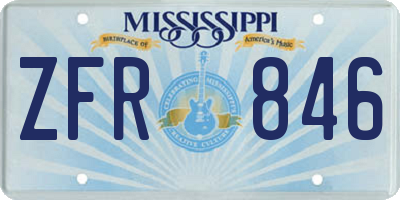 MS license plate ZFR846