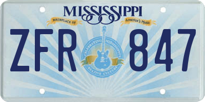 MS license plate ZFR847