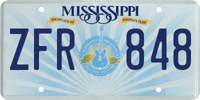 MS license plate ZFR848