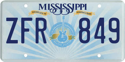 MS license plate ZFR849