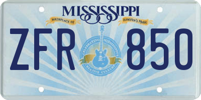 MS license plate ZFR850