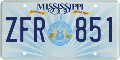 MS license plate ZFR851