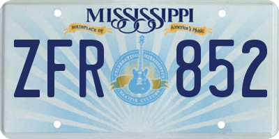 MS license plate ZFR852