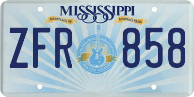 MS license plate ZFR858