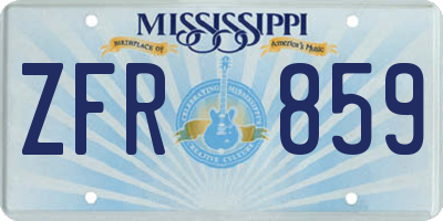 MS license plate ZFR859