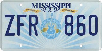 MS license plate ZFR860