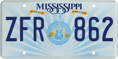 MS license plate ZFR862