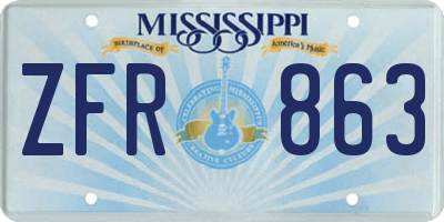 MS license plate ZFR863