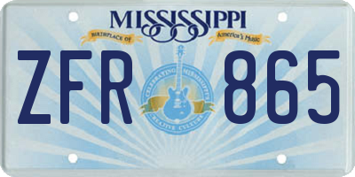 MS license plate ZFR865