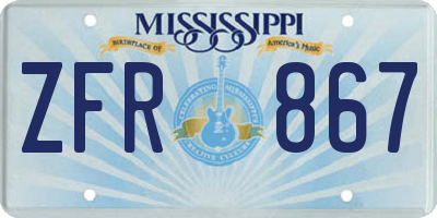 MS license plate ZFR867