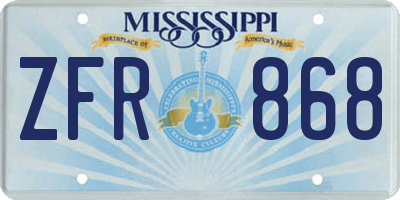 MS license plate ZFR868