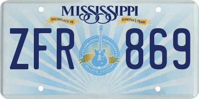 MS license plate ZFR869
