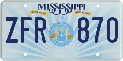 MS license plate ZFR870