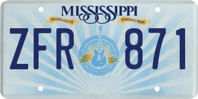 MS license plate ZFR871