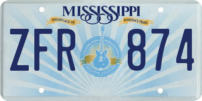 MS license plate ZFR874