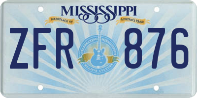 MS license plate ZFR876