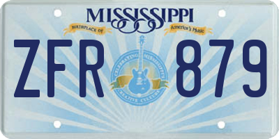 MS license plate ZFR879