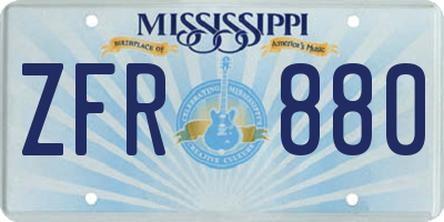 MS license plate ZFR880
