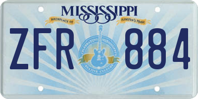 MS license plate ZFR884