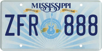 MS license plate ZFR888
