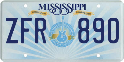 MS license plate ZFR890