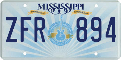 MS license plate ZFR894