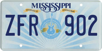 MS license plate ZFR902