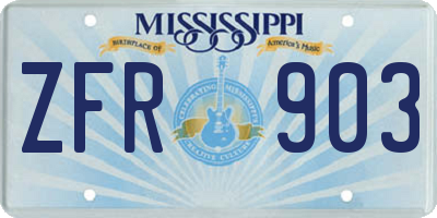 MS license plate ZFR903