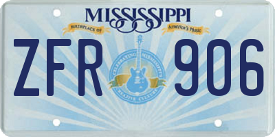 MS license plate ZFR906