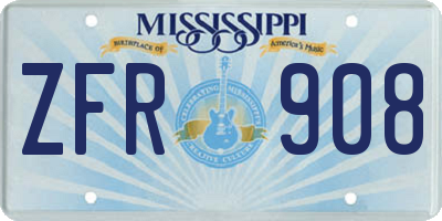 MS license plate ZFR908