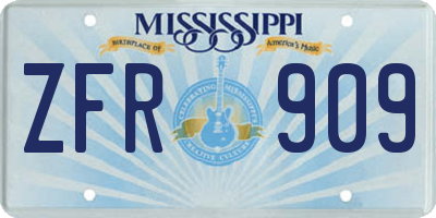 MS license plate ZFR909