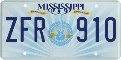 MS license plate ZFR910