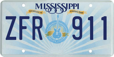 MS license plate ZFR911