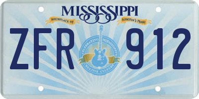 MS license plate ZFR912