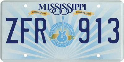 MS license plate ZFR913
