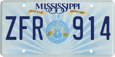 MS license plate ZFR914