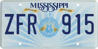MS license plate ZFR915