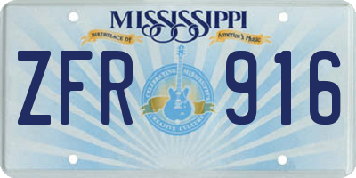 MS license plate ZFR916