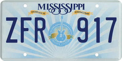 MS license plate ZFR917