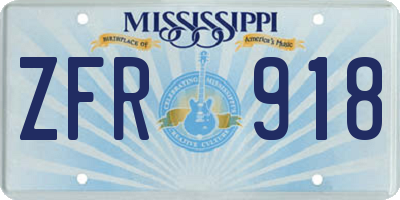 MS license plate ZFR918