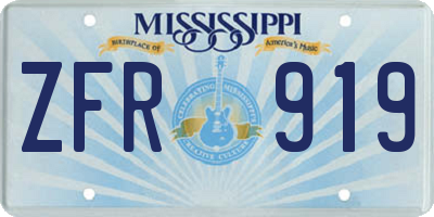 MS license plate ZFR919