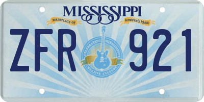 MS license plate ZFR921