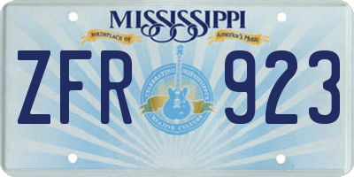 MS license plate ZFR923