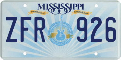 MS license plate ZFR926