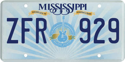 MS license plate ZFR929